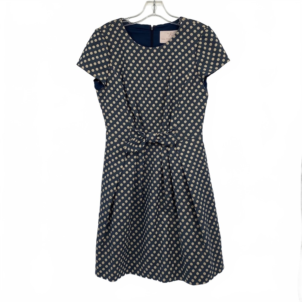 Gal Meets Glam Blue Beige Mini Dress Polka Dot Bow | Womens 8